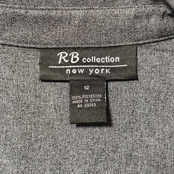 RB Collection New York Gray Button Front Belted Midi Dress Size 12 - Picture 6 of 8